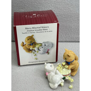 VTG Carlton Cards Merry Mischief Makers Cats Ornament w/ Box 2007 Popcorn